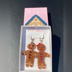 Betsey Johnson Gingerbread Couple Holiday Earrings